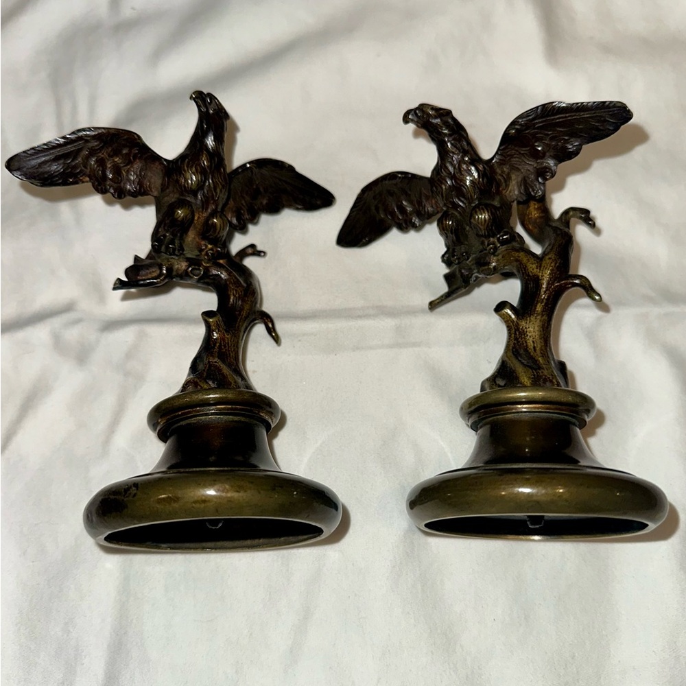 Antique Federal-Style solid Bronze or Brass Eagle Finials - Matching Pair
